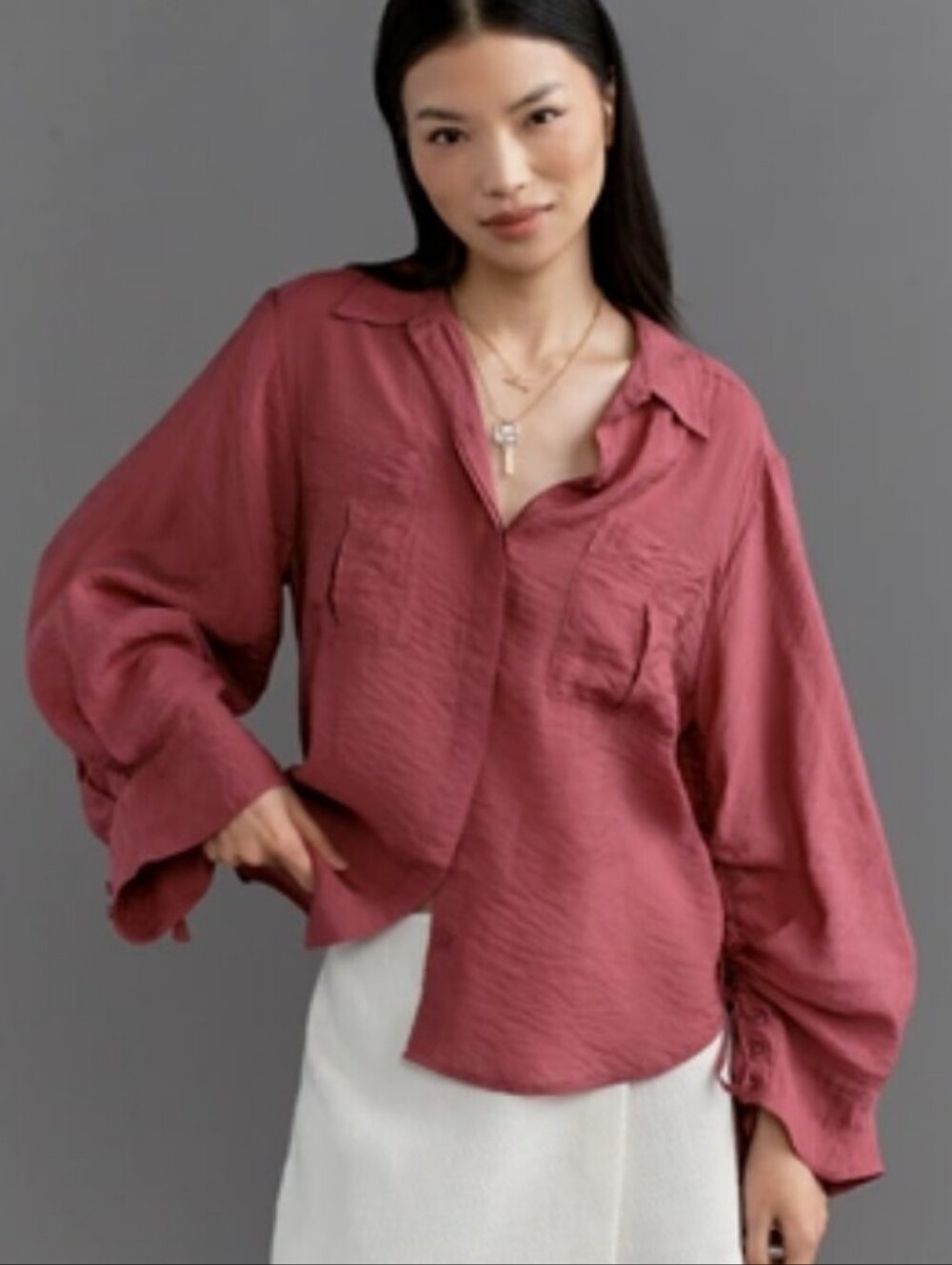 NWT By Anthropologie Wide-Sleeve Buttondown Top